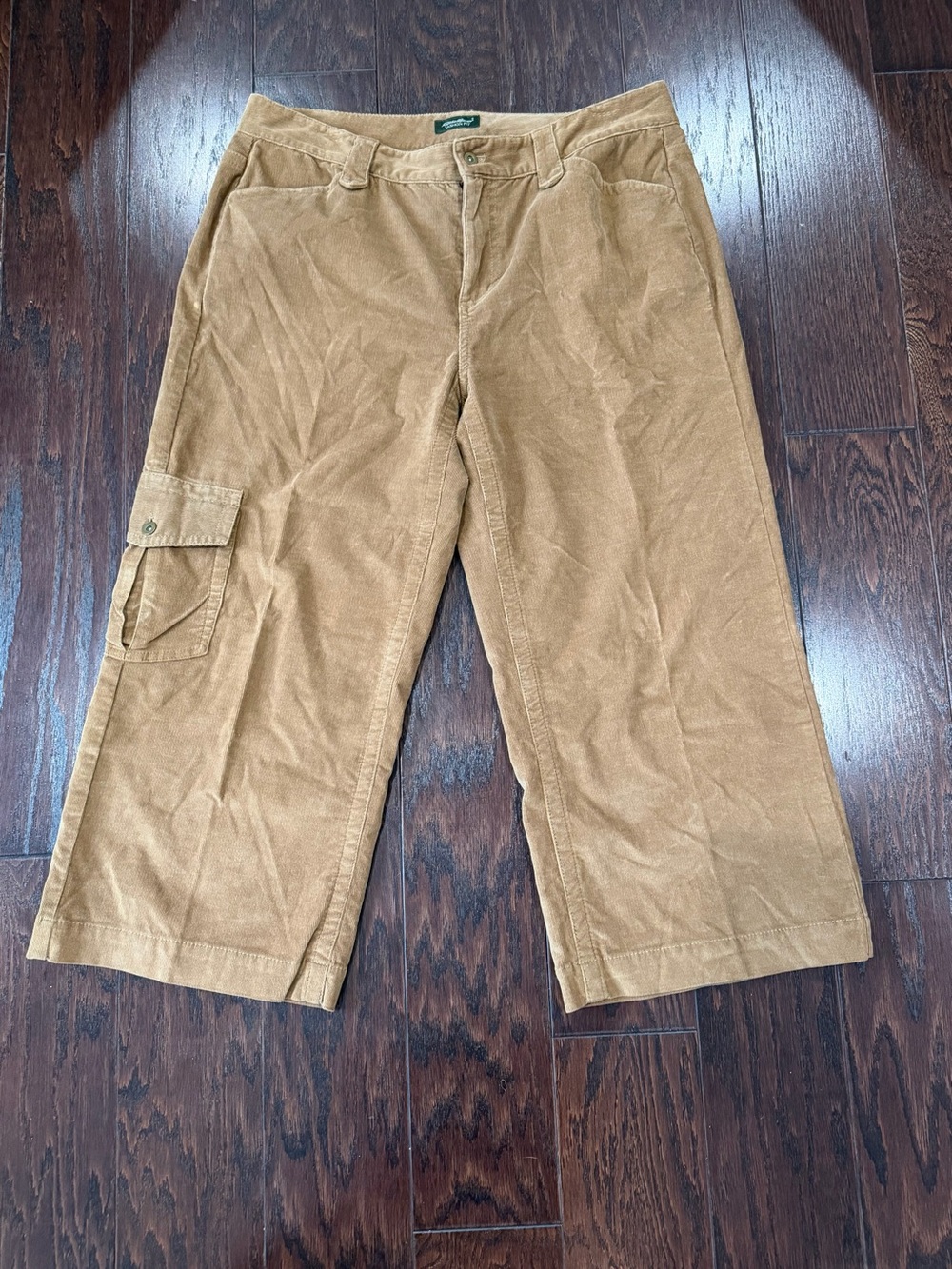 Eddie Bauer wide-leg crop corduroy cargo pant  Camel VTG Size 12
